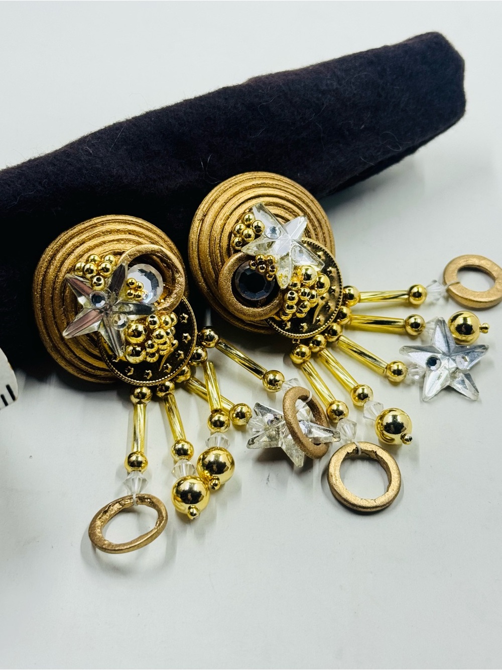 vintage artesian celestial-themed statement earrings